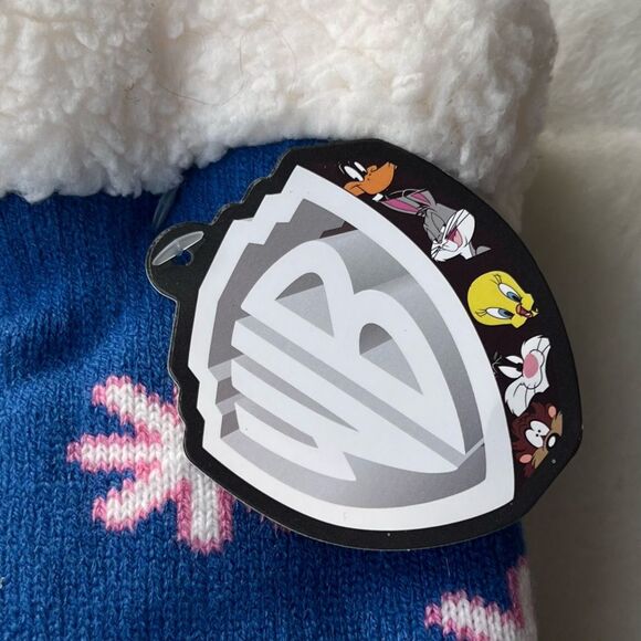 Tweety Snowflake Christmas Slipper Socks Sherpa Lined Non-Slip Warner Bros NEW - Picture 2 of 10